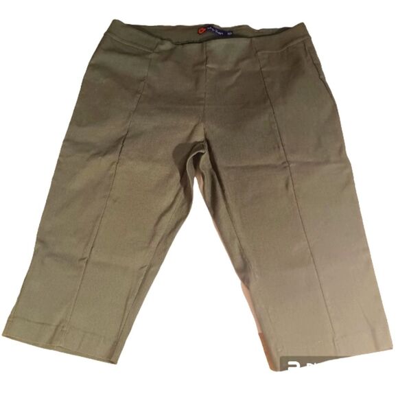 Indigo Poppy Olive Green Cropped Capri Pull on Pants Sz 20 - Picture 1 of 6